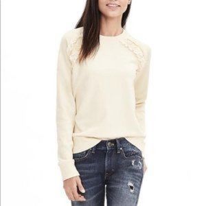 NWT Banana Republic cream ruffle sweatshirt small